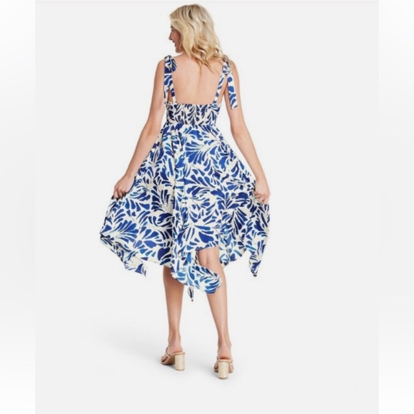 ALEXIS for Target // Blue Print Botanical Tie Strap Assymetrical Hem Dress - Picture 2 of 8